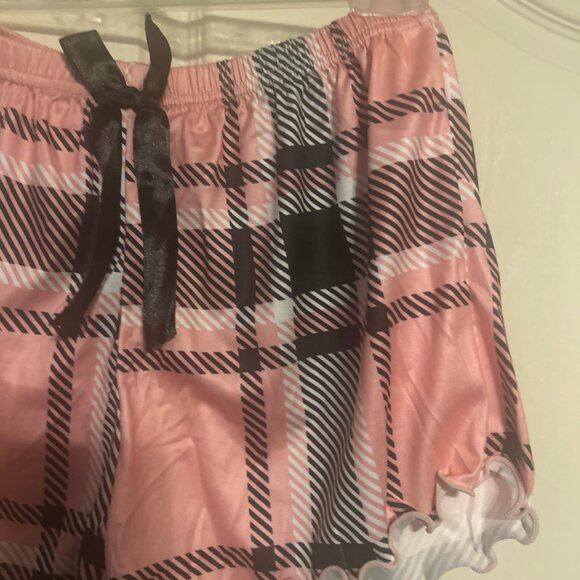 Pajamas Pjs 2 Set Size S Pink & Black Plaid Women's Spaghetti Straps Shorts New - Picture 7 of 10